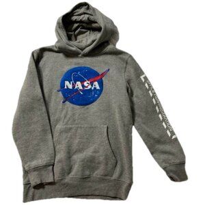 NASA Urban Heritage Youth Boy Large Size 14 Grey Hoodie Hooded Sweatshirt